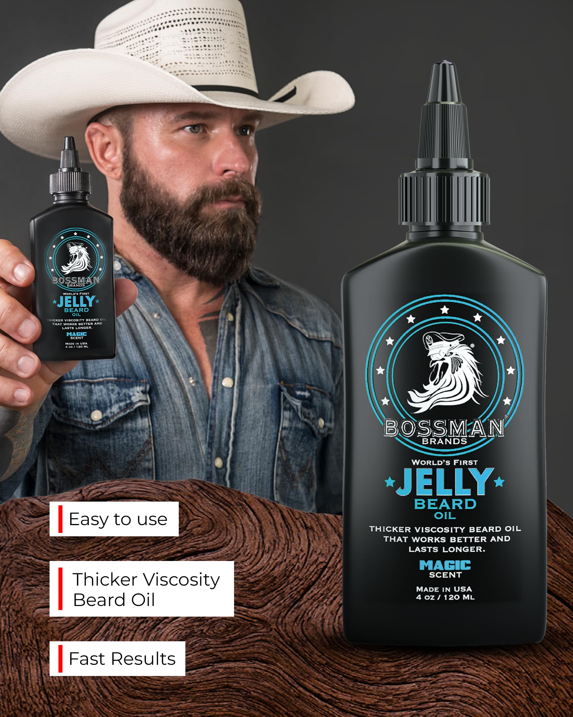 Bossman Beard Oil Jelly (4oz) - Beard Growth Softener, Moisturizer Lotion Gel with Natural Ingredients - Beard Growing Product (Magic Scent)